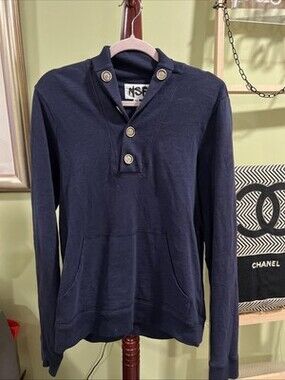 NSF Navy Shawl Collar Sweatshirt Size Medium